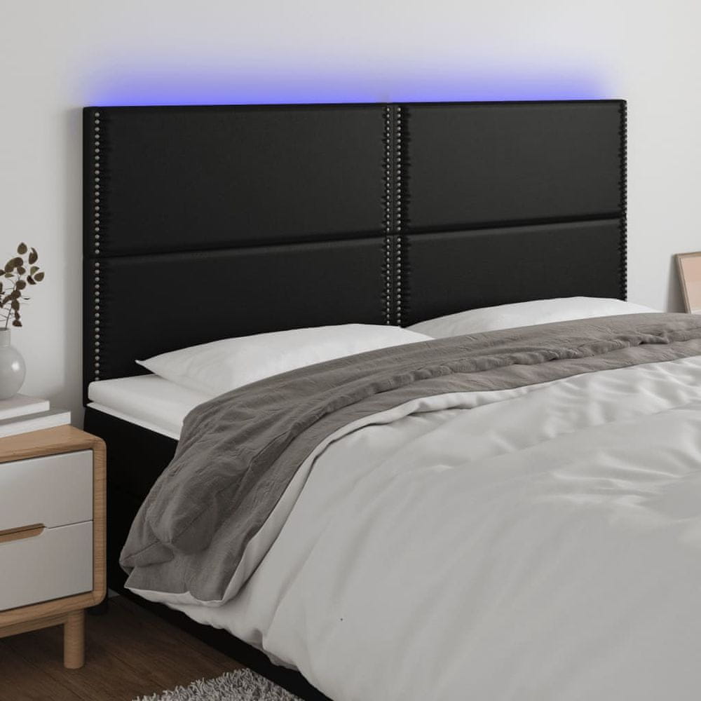 Vidaxl Čelo postele s LED čierne 160x5x118/128 cm umelá koža